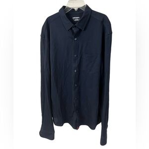 UNTUCKit Men's Knit Navy Blue Long Sleeve Button Down Shirt- Size XL